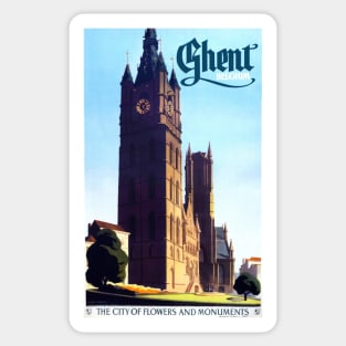 Ghent Belgium "The City of Flowers and Monuments" Belgium, C. 1935 Sticker